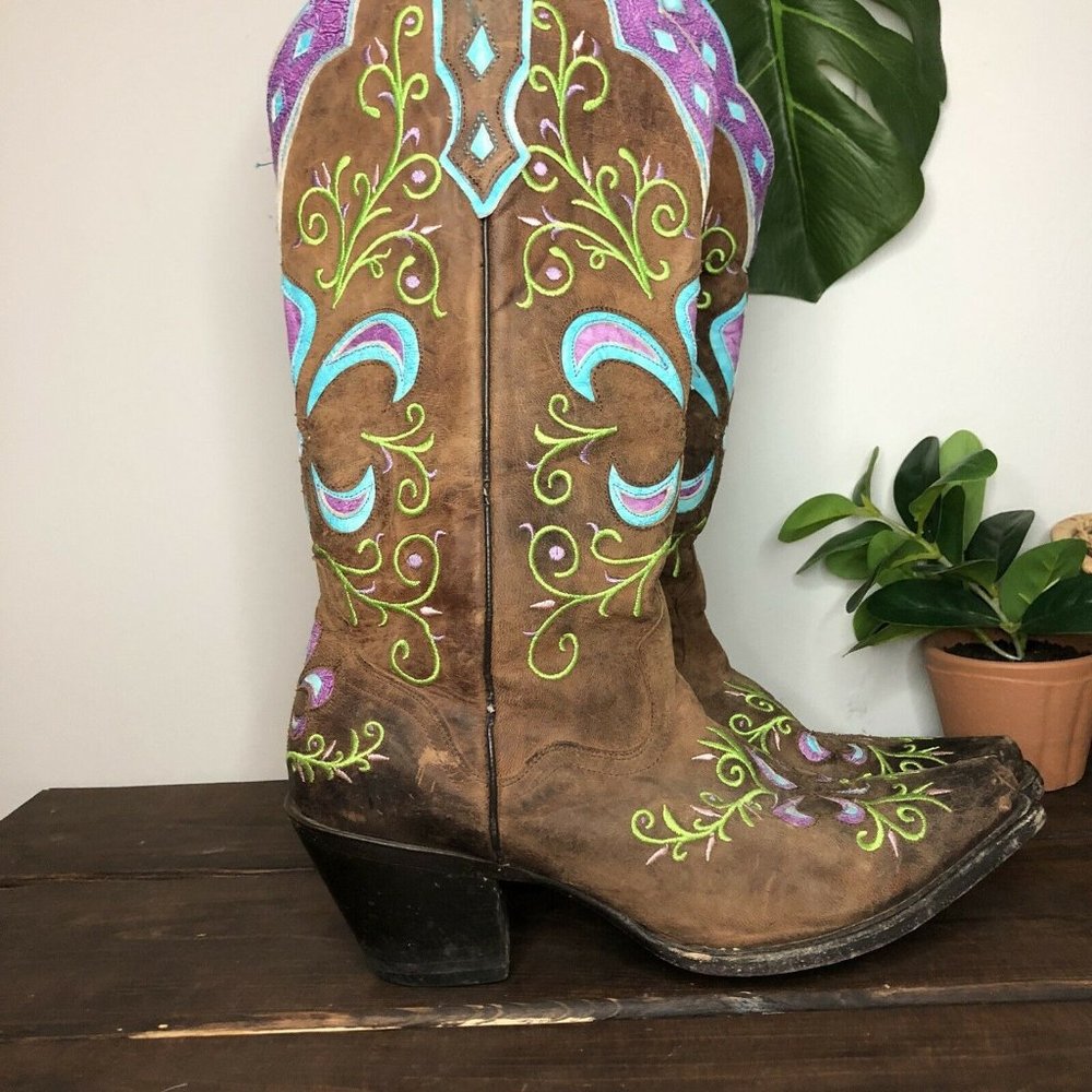 Sterling River Boots Aqua Pink Brown Boots 9.5 B